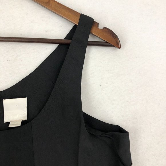 Line & Dot Women's Size Medium Black Chain Detail Sleeveless Crepe Blouse - Picture 3 of 12